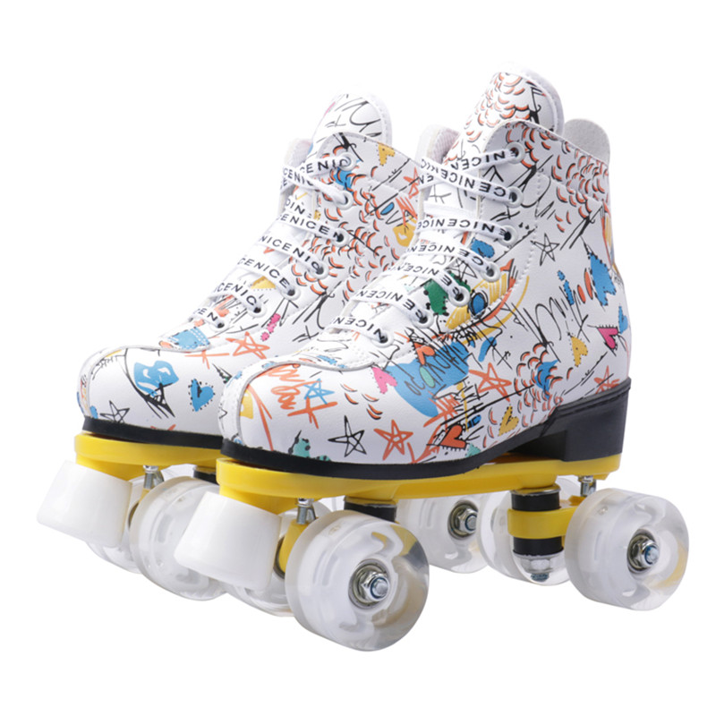 White graffiti + white wheel + gear + shoe bag